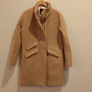 JCREW cocoon pea coat stadium wool NELLO GORI sand beige 0 zip warm preppy class